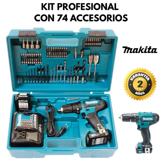 Taladro de percusión y Atornillador 18V Li-Ion kit de 74 accesorios🛠️🏠